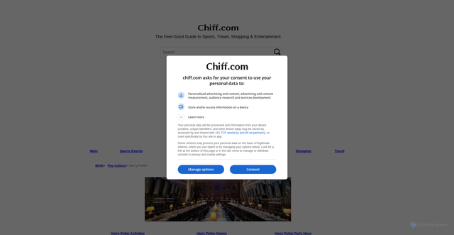 Security scan screenshot of https://www.chiff.com/pop-culture/harry-potter.htm