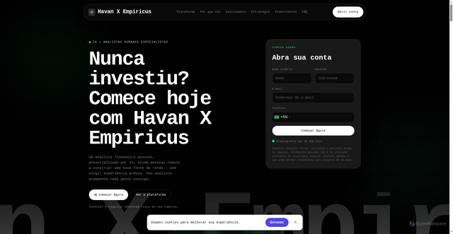 Security scan screenshot of https://havan-x-empiricus-biz.pages.dev/