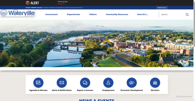 Security scan screenshot of https://waterville-me.gov/