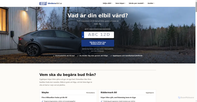 Security scan screenshot of https://varderaelbil.se