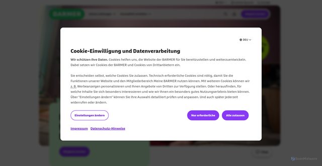 Security scan screenshot of http://www.barmer.de