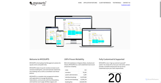 Security scan screenshot of https://mycourts.co.uk