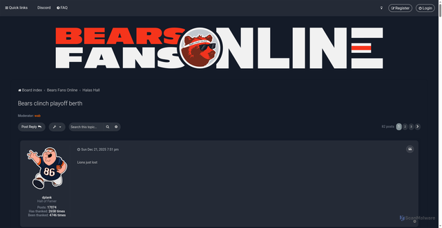 Security scan screenshot of https://www.bearsfansonline.com/forum/viewtopic.php?t=19277
