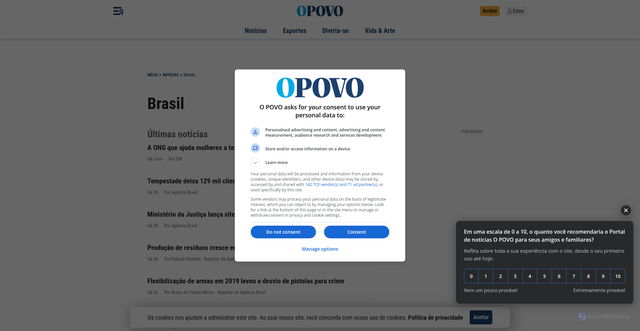 Security scan screenshot of https://www.opovo.com.br/noticias/brasil/