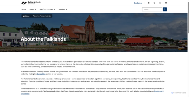 Security scan screenshot of https://www.gov.fk/about/