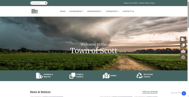 Security scan screenshot of https://townofscottsheboyganwi.gov/