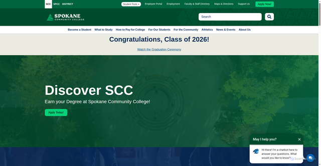Security scan screenshot of http://scc.spokane.edu