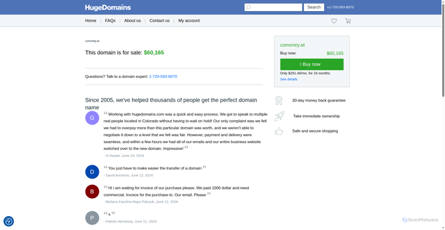 Security scan screenshot of https://csmoney.at/