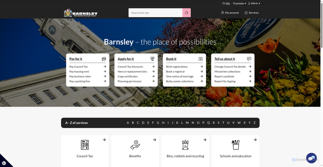 Security scan screenshot of http://www.barnsley.gov.uk