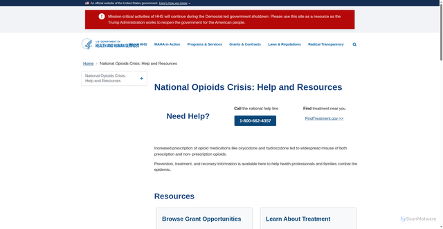 Security scan screenshot of https://www.opioids.gov/