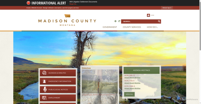 Security scan screenshot of https://madisoncountymt.gov/