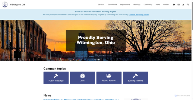 Security scan screenshot of https://wilmingtonohio.gov/
