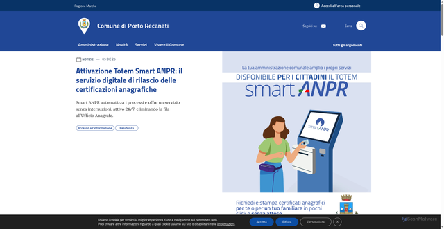 Security scan screenshot of https://www.comune.porto-recanati.mc.it/