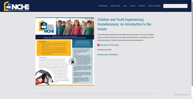 Security scan screenshot of https://nche.ed.gov/children-and-youth-experiencing-homelessness-an-introduction-to-the-issues/