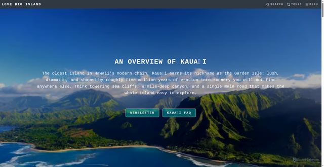 Security scan screenshot of https://www.lovebigisland.com/kauai/