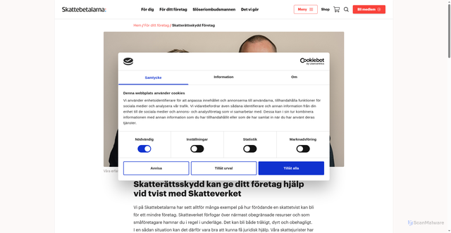Security scan screenshot of https://xn--skatterttsskydd-6kb.se