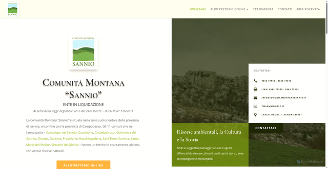 Security scan screenshot of https://www.comunitamontanasannio.it/