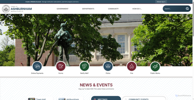 Security scan screenshot of https://ashburnham-ma.gov/