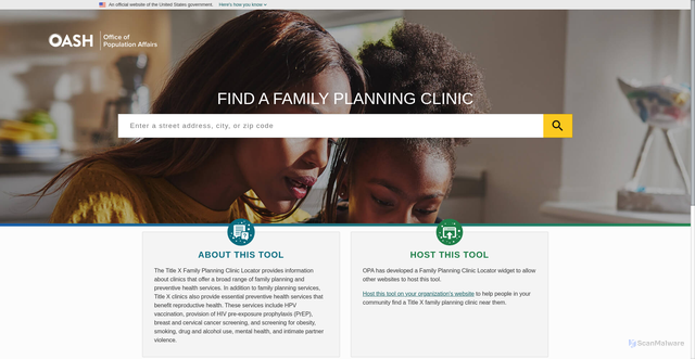 Security scan screenshot of https://reproductivehealthservices.gov/