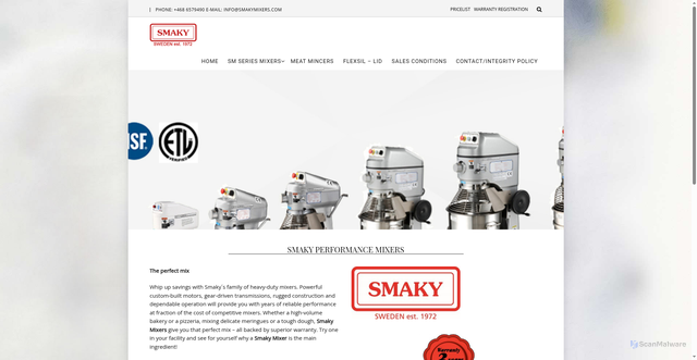 Security scan screenshot of http://www.smakymixers.com/