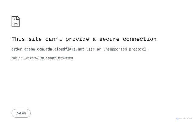 Security scan screenshot of https://order.qdoba.com.cdn.cloudflare.net
