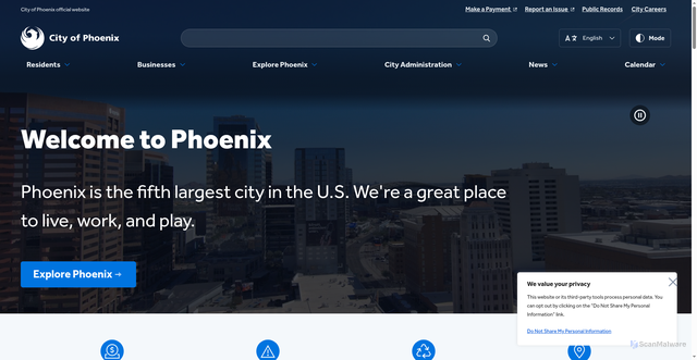 Security scan screenshot of https://www.phoenix.gov/