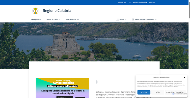 Security scan screenshot of https://www.regione.calabria.it/