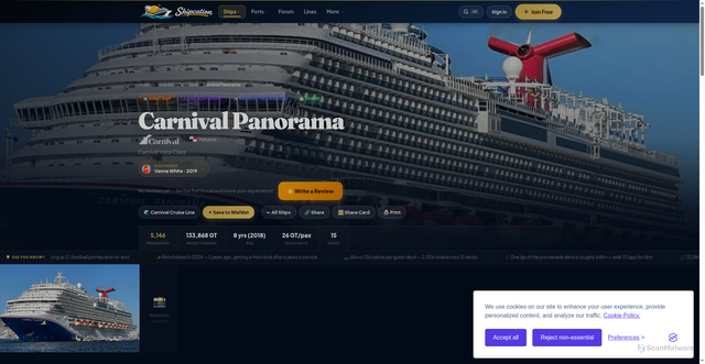 Security scan screenshot of https://www.shipcation.com/ships/carnival-panorama