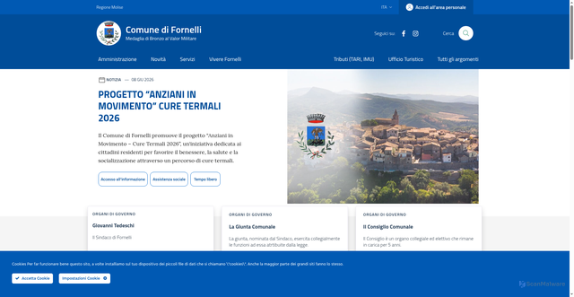 Security scan screenshot of https://www.comune.fornelli.is.it