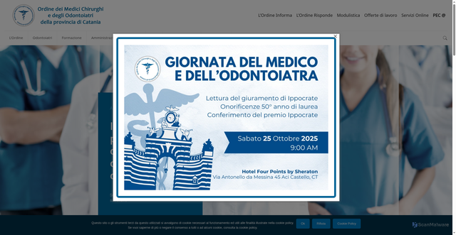 Security scan screenshot of https://www.ordinemedct.it/