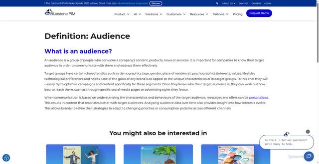 Security scan screenshot of https://www.bluestonepim.com/glossary/audience