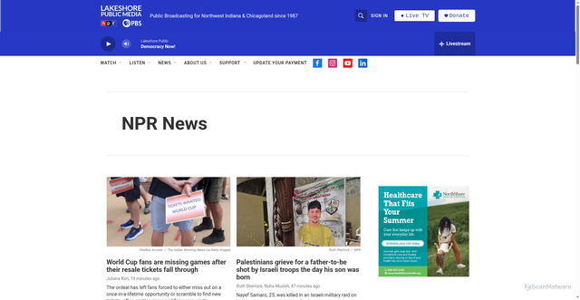 Security scan screenshot of https://www.lakeshorepublicmedia.org/news