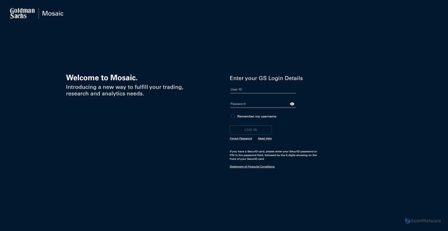 Security scan screenshot of https://gs-mosaic.gs.com