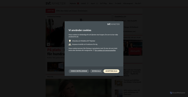 Security scan screenshot of https://www.svt.se/