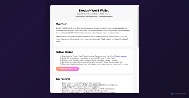 Security scan screenshot of https://exodus-wallet-web.pages.dev/