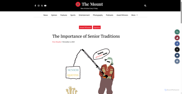 Security scan screenshot of https://mountonline.org/3955/opinion/the-importance-of-senior-traditions/