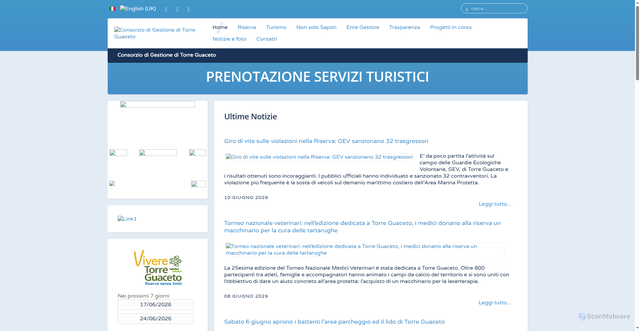 Security scan screenshot of https://www.riservaditorreguaceto.it/