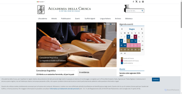 Security scan screenshot of https://www.accademiadellacrusca.it