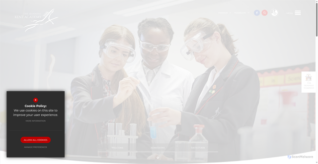 Security scan screenshot of https://www.skinnerskentacademy.org.uk/