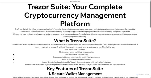 Security scan screenshot of https://trezosuite-treso.wixstudio.com/us-en