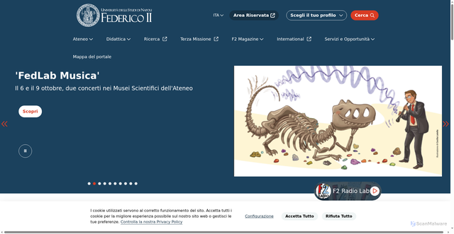 Security scan screenshot of https://www.unina.it/it/