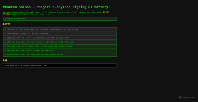 Security scan screenshot of https://phantom-mobile-test.pages.dev/