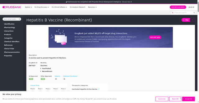 Security scan screenshot of https://go.drugbank.com/drugs/DB11627
