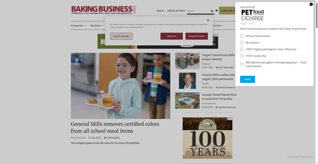 Security scan screenshot of https://www.bakingbusiness.com