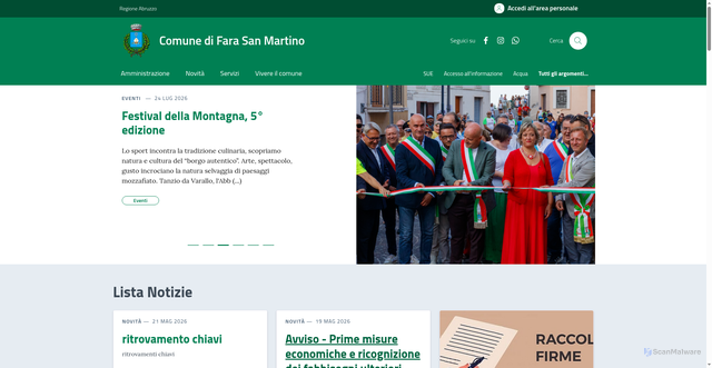 Security scan screenshot of https://www.comune.farasanmartino.ch.it