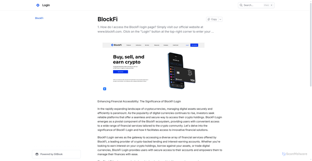 Security scan screenshot of https://helpioblockfie.gitbook.io/us/
