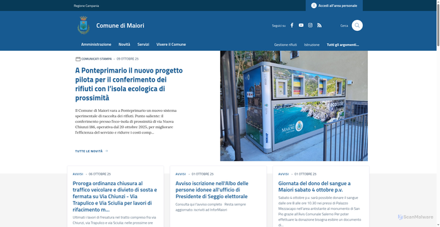 Security scan screenshot of https://www.comune.maiori.sa.it/