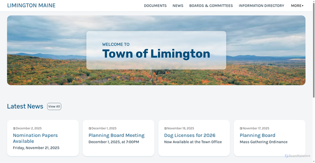 Security scan screenshot of https://limingtonmaine.gov/