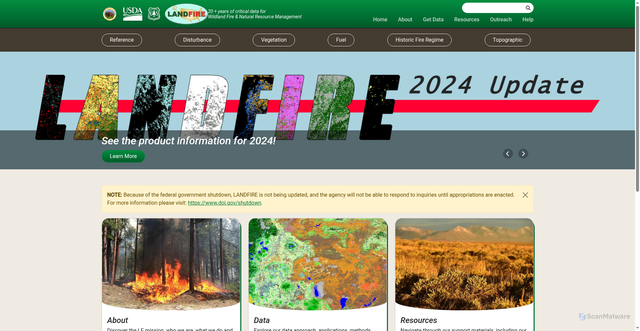 Security scan screenshot of https://landfire.gov/