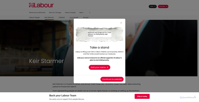 Security scan screenshot of https://labour.org.uk/people/keir-starmer/